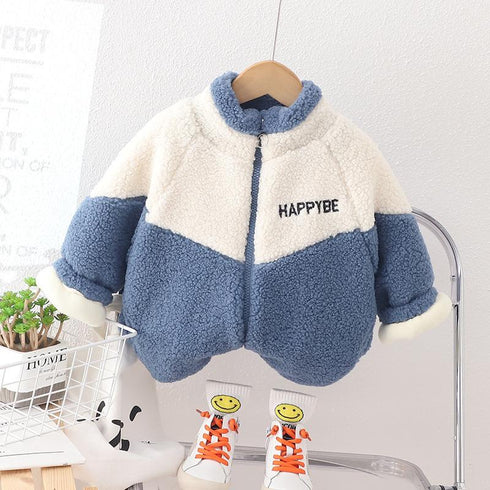 Winter boy plus velvet long sleeve coat